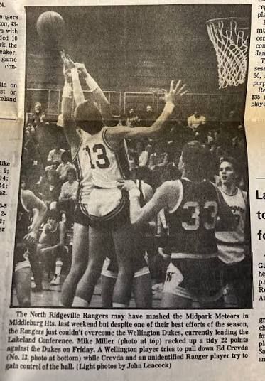 North Ridgeville Rangers basketball game action photo from the paper